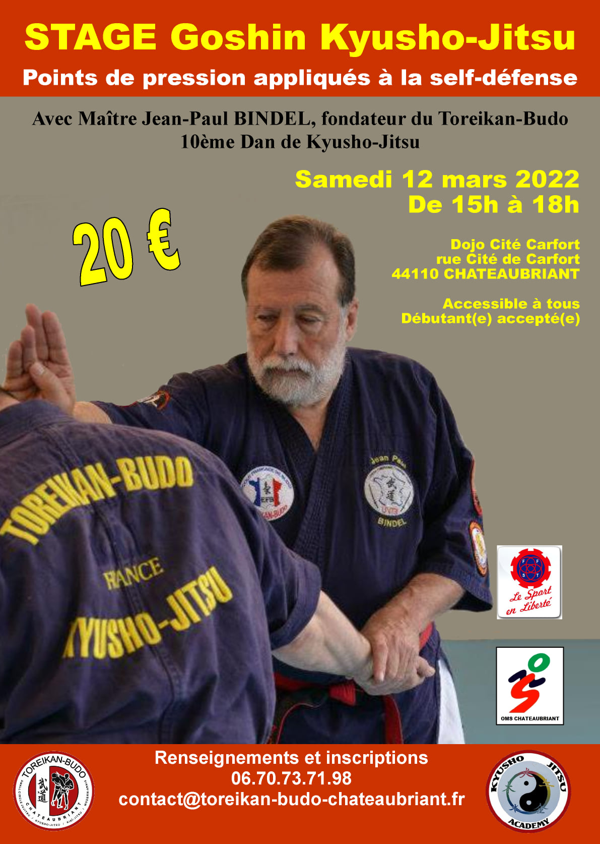 Stage de Goshin Kyusho-JItsu avec Maître Jean-Paul BINEL, 10ème Dan